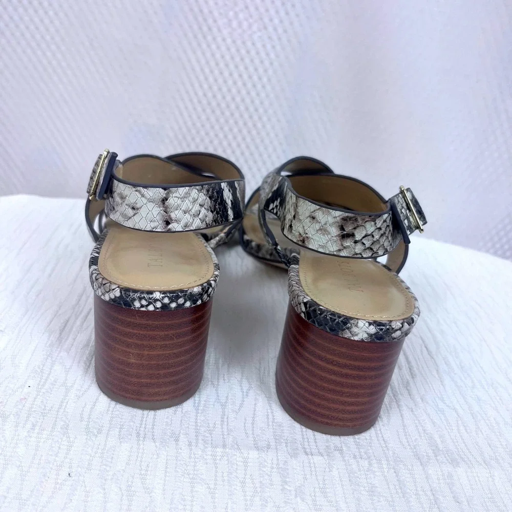 Talbots Mimi Size‎ 8M Snakeskin Print Block Heel Sandals Ankle Strap (M599)